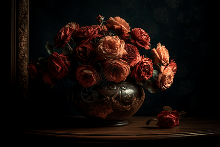 花瓶中的玫瑰图片