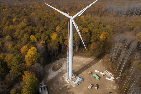 正在建造的风力涡轮机图片