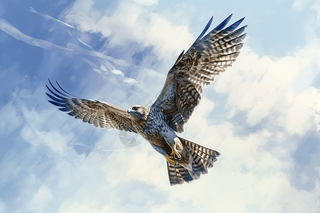 湛蓝天空中翱翔的猎鹰图片