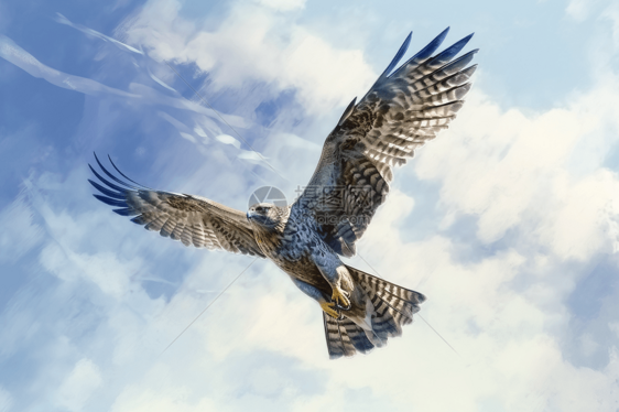 湛蓝天空中翱翔的猎鹰图片