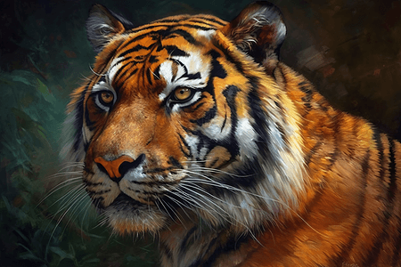 一幅老虎的油画图片
