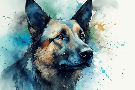 犬类水彩肖像画图片