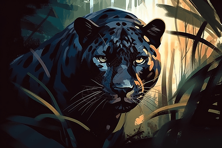 丛林里的黑豹背景图片
