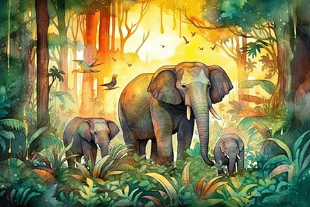 树林里的大象图片
