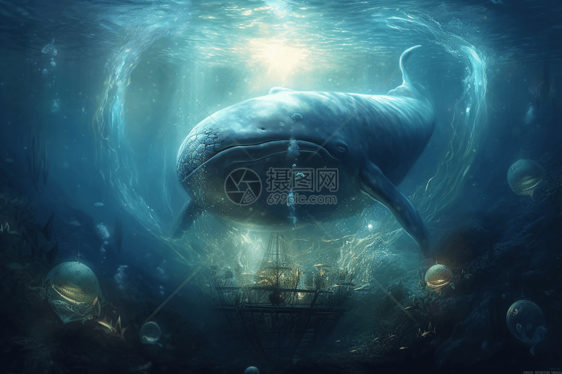 深海里的巨大白鲸图片