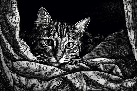 猫咪的素描画图片