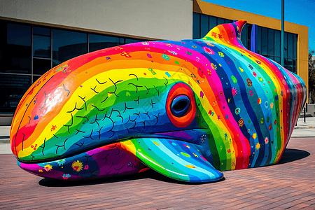 彩色鲸鱼雕塑图片