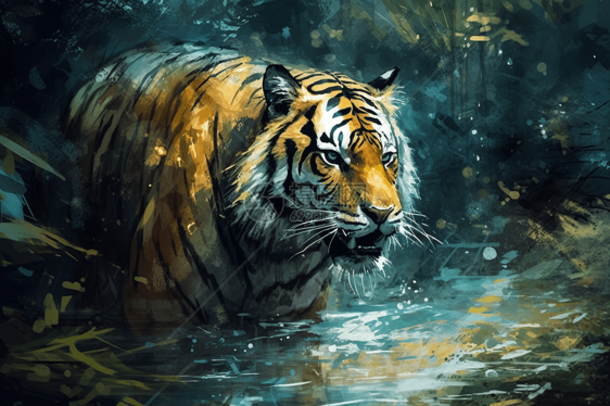 河流里的老虎图片