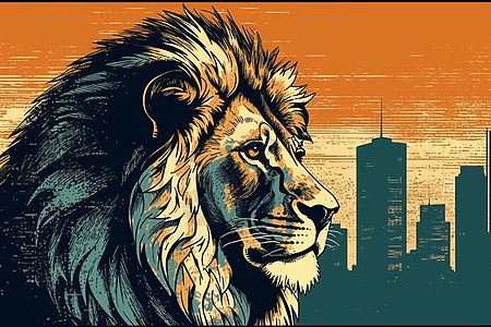 雄伟的狮子插画图片