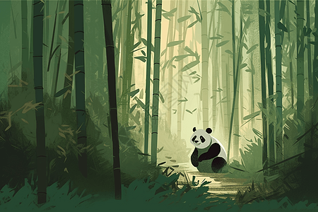 竹林里的可爱熊猫图片