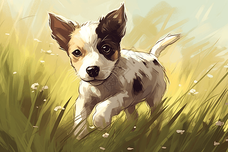 草坪上可爱的小狗图片