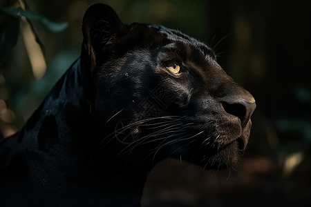 树林中神秘的黑豹图片