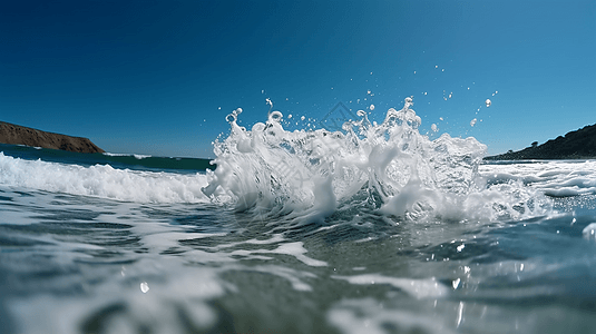 海浪冲向海岸图片