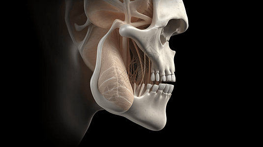 人体下颌肌肉透视图背景图片