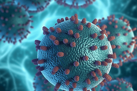 春秋寨3d医学背景与寨卡病毒细胞设计图片
