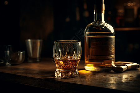 玻璃杯里的威士忌图片