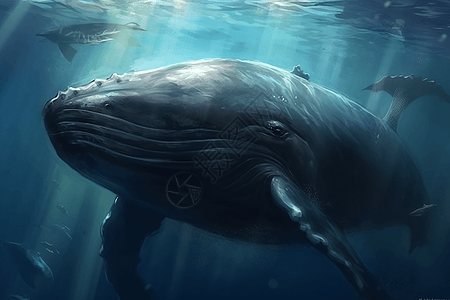 强大的深海巨鲸背景图片