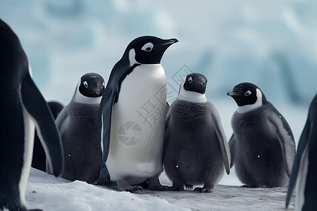 冰冷风景中的可爱企鹅图片