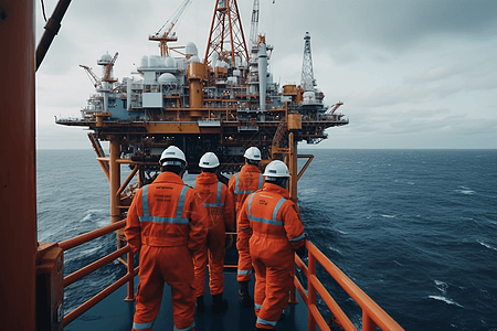 海洋开采石油员工图片