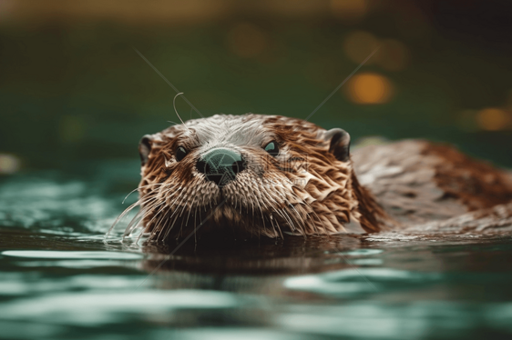 水中游泳的水獭图片