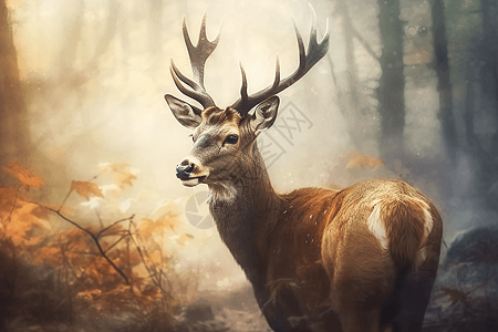 森林中美丽的鹿背景图片