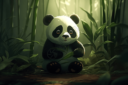 竹林中的熊猫宝宝图片