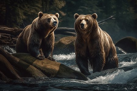 溪流中的熊图片
