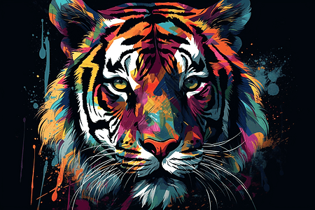 英勇的老虎彩绘背景图片