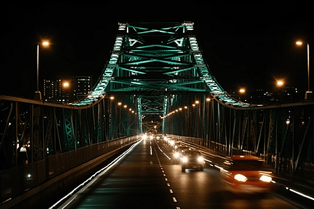 夜晚城市桥梁图片