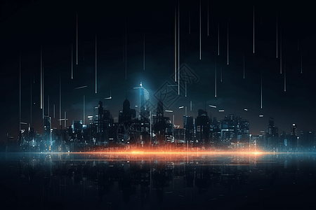 城市被光粒子照亮背景图片