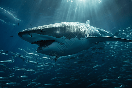 水中游动的鲨鱼背景图片