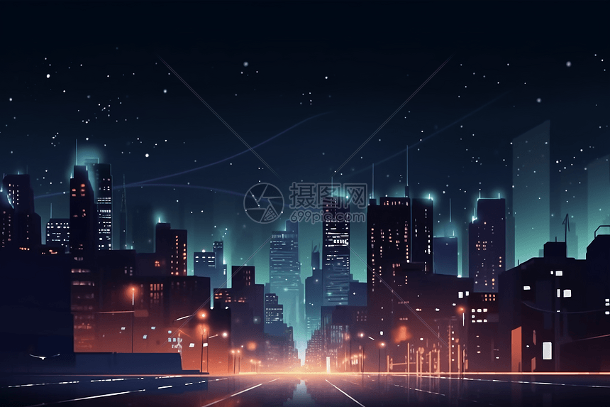 夜晚的都市景观图片