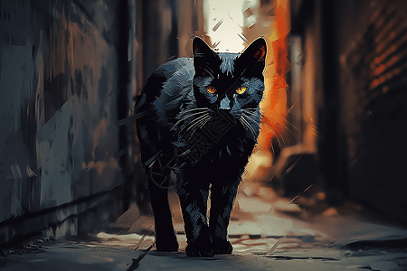 巷子中的黑猫图片