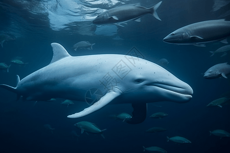 水中捕猎的白鲸图片