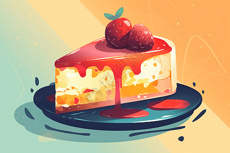可口的水果蛋糕切片图片