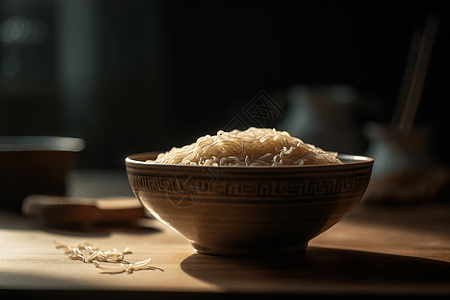 陶瓷碗里的米粉图片