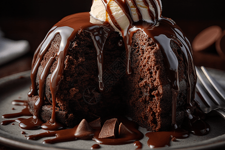 巧克力蛋糕的特写图片