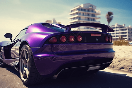 一辆紫色跑车图片