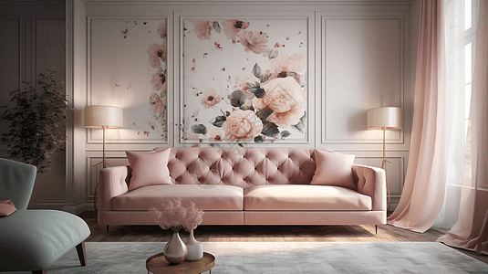 粉色沙发的室内设计图片