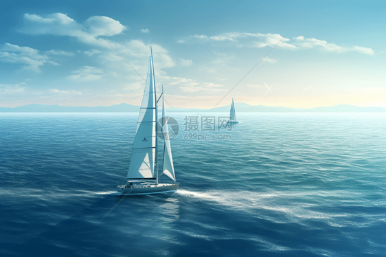 帆船在大海中航行图片