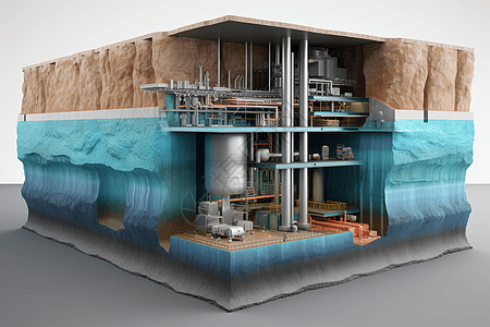 地热发电厂的3D图片图片