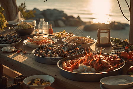 美味的海鲜盛宴图片