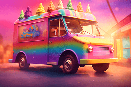 有趣的冰淇淋车背景图片
