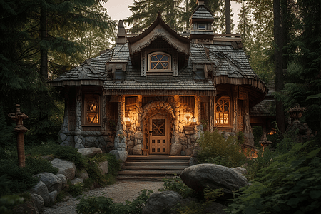 童话般的小木屋图片
