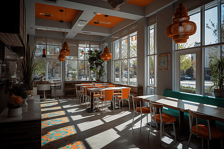 融合式餐厅3D设计图图片