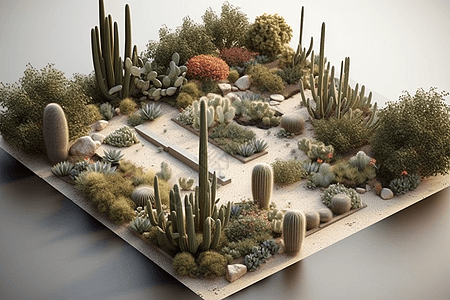 沙漠花园平面渲染插图图片