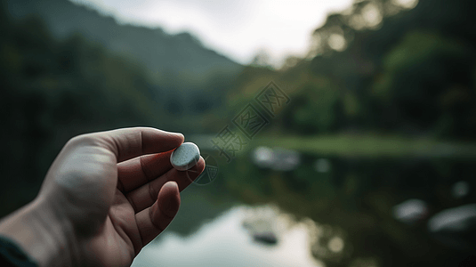 手拿着药片图片