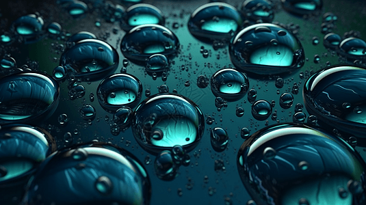 创意蓝绿色水滴3D背景图片