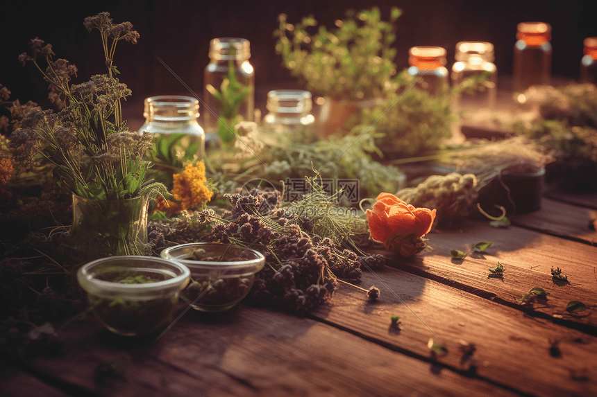 各种草药特写图图片