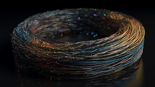 螺旋光纤电缆3D渲染图图片